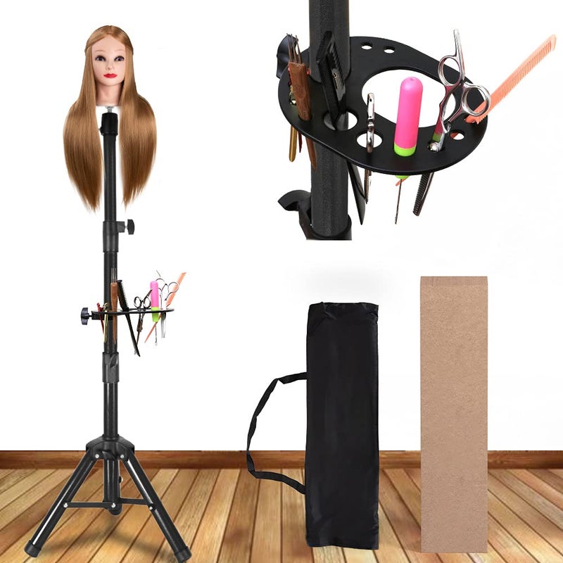 AliLeader 55 Inch Wig Stand Tripod with Head Heavy Duty Wig Stand Tripod Wig Head Stand Wig Tripod Stand with Tool Tray (Mannequin Head Not Included) - Image 1